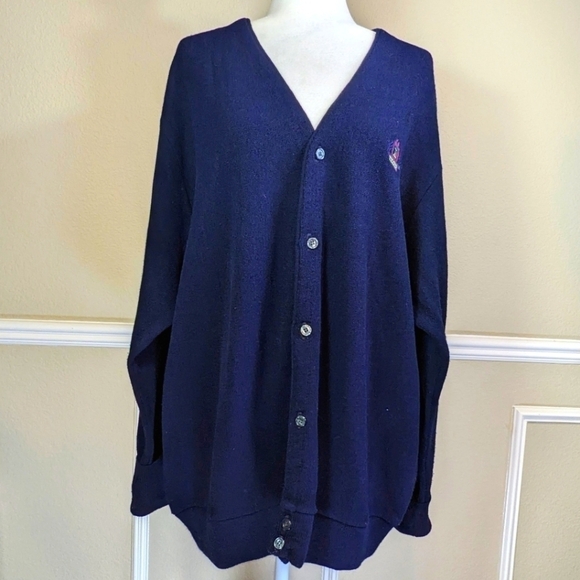 Izod Navy Cardigan Button Down Sweater - Picture 1 of 6